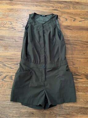Arc'teryx Kyla Olive Green Sleeveless Romper with Front Pockets 10 EUC